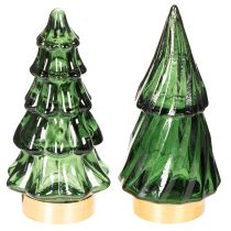 Produkt Szklana choinka z lampkami LED, dekoracja stołu, Boże Narodzenie, 13cm, 2 sztuki