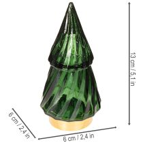 Produkt Szklana choinka z lampkami LED, dekoracja stołu, Boże Narodzenie, 13cm, 2 sztuki