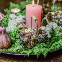 Produkt Mini kosz druciany z drewnianą rączką, rdzawy brąz, wys. 10,5–11,5 cm, 9 sztuk