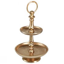 Produkt Mini etagere metalowa dekoracja złota matowa 2-poziomowa dekoracja stołu wys. 22 cm