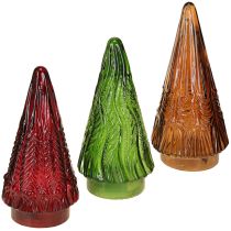 Produkt Mini choinka szklana LED Czerwono-Zielono-Brązowa 18cm 3szt