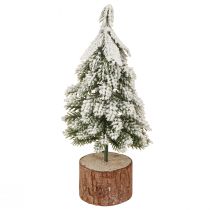 Produkt Mini choinka drewniana podstawa zielona biała Ø8cm W18cm 3szt