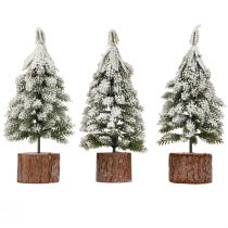 Produkt Mini choinka drewniana podstawa zielona biała Ø8cm W18cm 3szt