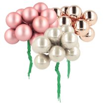 Produkt Mini bombki szklane lustrzane jagody różowo-kremowe Ø20mm 140 szt.