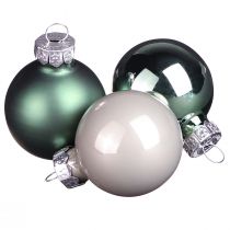 Produkt Mini bombki świąteczne szkło zielone masa perłowa szara Ø3cm 22 szt