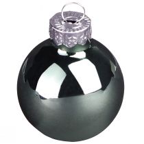 Produkt Mini bombki świąteczne szkło zielone masa perłowa szara Ø3cm 22 szt