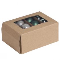 Produkt Mini bombki świąteczne szkło zielone masa perłowa szara Ø3cm 22 szt