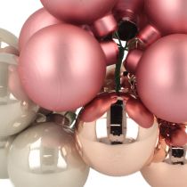 Produkt Mini bombki choinkowe szklane różowo-szare drut Ø40mm 32 szt.