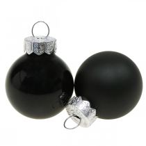 Produkt Mini bombki świąteczne szklane czarne połysk/mat Ø2,5cm 24 szt