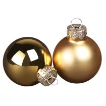 Produkt Mini bombki świąteczne szklane w kolorze złotym matowym połysku Ø3cm 22 szt