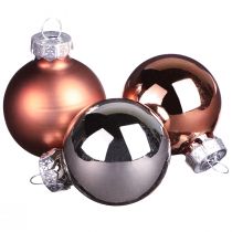 Produkt Mini bombki świąteczne srebrne morelowe szklane Ø3cm 22 szt