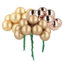 Produkt Mini bombki choinkowe na drucie szkło różowe złoto Ø25mm 140 szt.