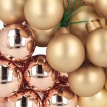 Produkt Mini bombki choinkowe na drucie szkło różowe złoto Ø25mm 140 szt.