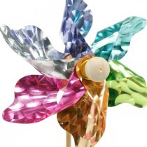 Mini wiatraczek, dekoracja imprezowa, wiatrak na patyku, kolorowa, dekoracja do ogrodu, korki kwiatowe Ø8,5cm 12 sztuk