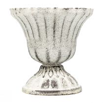 Mini filiżanka Wazon Metalowy kielich Biały Szary Antyczny Ø8cm W8cm