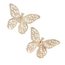 Mini motyle metalowe dekoracje w kropki złote 3cm 50szt