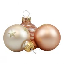 Mini bombki świąteczne szklane kremowe miedziane kulki szklane Ø3cm 9szt