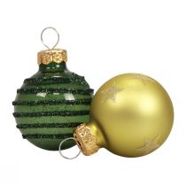 Mini bombki świąteczne szklane kulki szklane zielonozłote Ø3cm 9szt