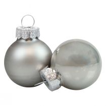 Mini bombki świąteczne szklane srebrne połysk/mat Ø2,5cm 20szt