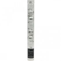 Produkt Mini bombki świąteczne białe, srebrne, prawdziwe szkło Ø3cm 9 szt