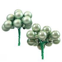 Mini bombki świąteczne na szkle drucianym zielone Ø2,5cm 140szt