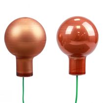 Mini bombki świąteczne na szkle drucianym czerwono-pomarańczowym 2,5cm 140szt