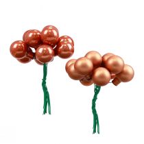 Produkt Mini bombki świąteczne na drucie szklanym czerwono-pomarańczowe Ø2cm 140 szt
