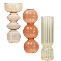 Mini wazony szklane dekoracyjne szklane wazony kolorowe wys. 15,5-17 cm zestaw 3 szt