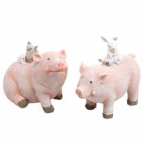Produkt Zestaw figurek dekoracyjnych świnka z przyjaciółmi zwierząt 9,3cm×7,5/8,5cm 2szt.