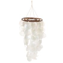 Produkt Dzwonek wietrzny Capiz w kształcie muszli, okrągły, długość 70 cm, na balkon lub do ogrodu