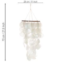 Produkt Dzwonek wietrzny Capiz w kształcie muszli, okrągły, długość 70 cm, na balkon lub do ogrodu