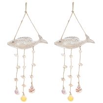 Produkt Mobilne morskie drewniane muszle rybne naturalne białe dł. 20 cm 2 szt.