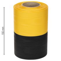 Produkt Wstążka do wieńca Moiré 150mm żółto-czarna - wstążka żałobna, szarfa, ozdoba, wstążka klubowa - rolka 25m