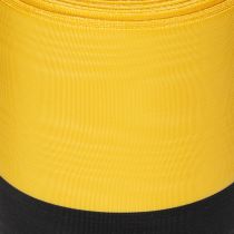 Produkt Wstążka do wieńca Moiré 150mm żółto-czarna - wstążka żałobna, szarfa, ozdoba, wstążka klubowa - rolka 25m