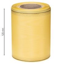 Produkt Wstążka do wieńca Moiré, żółta ze złotym wykończeniem, 125 mm x 25 m - Wysokiej jakości wstążka żałobna, wstążka dekoracyjna, wstążka kokardka