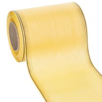 Produkt Wstążka do wieńca Moiré, żółta ze złotym wykończeniem, 125 mm x 25 m - Wysokiej jakości wstążka żałobna, wstążka dekoracyjna, wstążka kokardka
