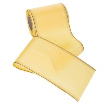 Produkt Wstążka do wieńca Moiré, żółta ze złotym wykończeniem, 125 mm x 25 m - Wysokiej jakości wstążka żałobna, wstążka dekoracyjna, wstążka kokardka