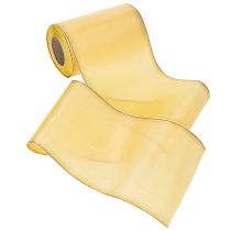 Produkt Wstążka do wieńca Moiré, żółta ze złotym wykończeniem, dekoracyjna wstążka kwiatowa, octan/poliester, 150 mm x 25 m