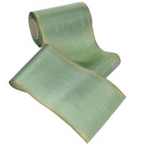 Produkt Wstążka do wieńców Moiré w kolorze szałwiowo-zielonym ze złotym brzegiem, 150 mm x 25 m, dekoracyjna wstążka do florystyki i wieńców