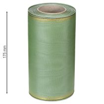 Produkt Wstążka do wieńca Moiré w kolorze szałwiowo-zielonym ze złotym brzegiem - 175 mm x 25 m - dekoracyjna wstążka do florystyki i na uroczystości