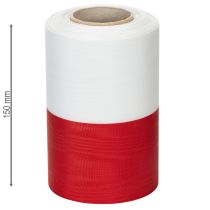 Produkt Wstążka do wieńca Moiré, wstążka żałobna biało-czerwona, wstążka dekoracyjna 150 mm, wstążka pamiątkowa żałobna kwiat, tafta octanowa 25 m
