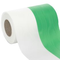 Produkt Wstążka do wieńca Moiré zielono-biała 150mm, wstążka dekoracyjna, wstążka kokardka, tafta jakości 25m