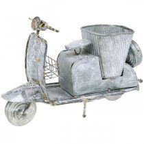 Flowerpot Scooter Metal Vintage White Washed 35×12×23cm