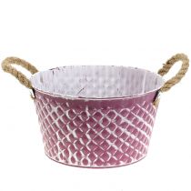 Produkt Cynkowa miska Rhombus z uchwytami Rope Purple White Washed Ø24,5cm H14cm