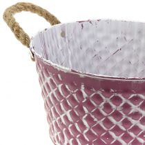 Produkt Cynkowa miska Rhombus z uchwytami Rope Purple White Washed Ø24,5cm H14cm