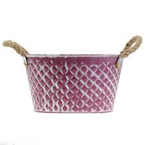 Produkt Cynkowa miska Rhombus z uchwytami Rope Purple White Washed Ø24,5cm H14cm