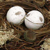 Gniazdo wielkanocne z jajkami sztuczna natura, biała dekoracja stołu wielkanocnego Ø19cm