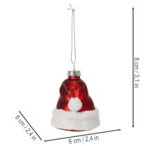 Produkt Bombka świąteczna czapka Mikołaja szklana 8cm 6szt