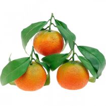 Owoce dekoracyjne, pomarańcze z liśćmi, owoce sztuczne H9cm Ø6,5cm 4szt.