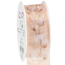 Produkt Wstążka organza bawełniana wstążka dekoracyjna kwiaty różowa 40mm 15m